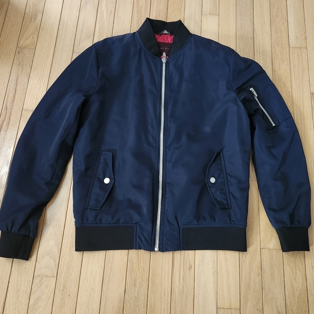 Zara Men Black Bomber Jacket M Premium Style, Casual Comfort Versatility Y2K